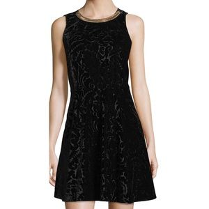 ❌SOLD❌Michael Kors Black Velvet Chain Neck Dress